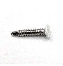 Vis autoperceuses 4,2x23 mm RAL 9010 blanc pur tête extra plate INOX A2 par 100