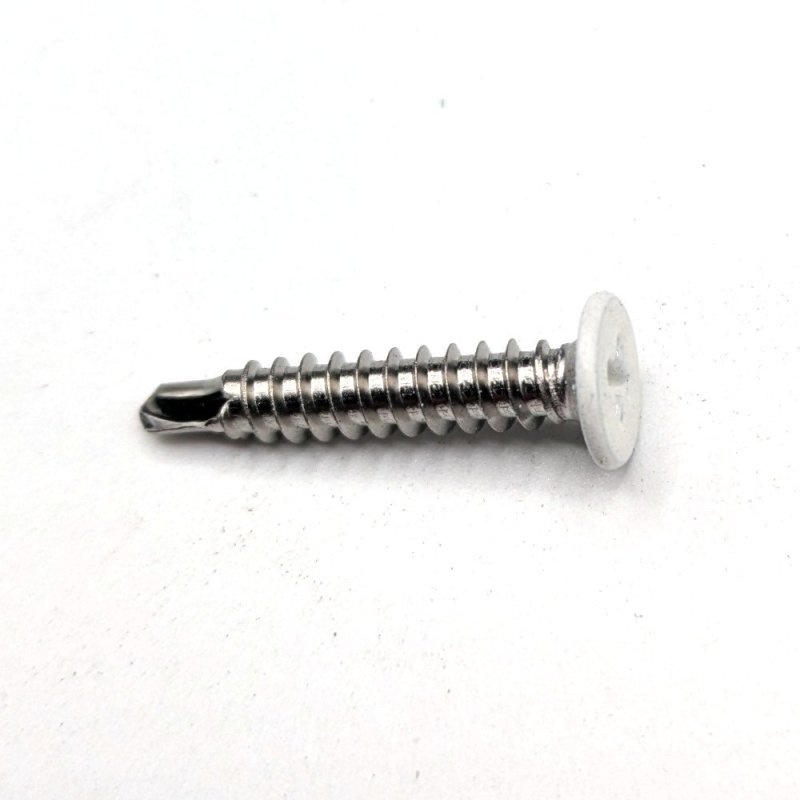 Vis autoperceuses 4,2x23 mm RAL 9010 blanc pur tête extra plate INOX A2 par 100