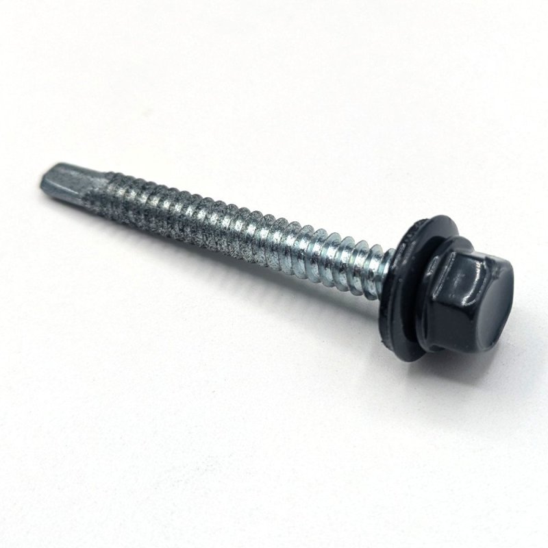 Vis autoperceuses 6,3x60 mm P16 RAL 7016 gris anthracite tête hexagonale support métal par 50