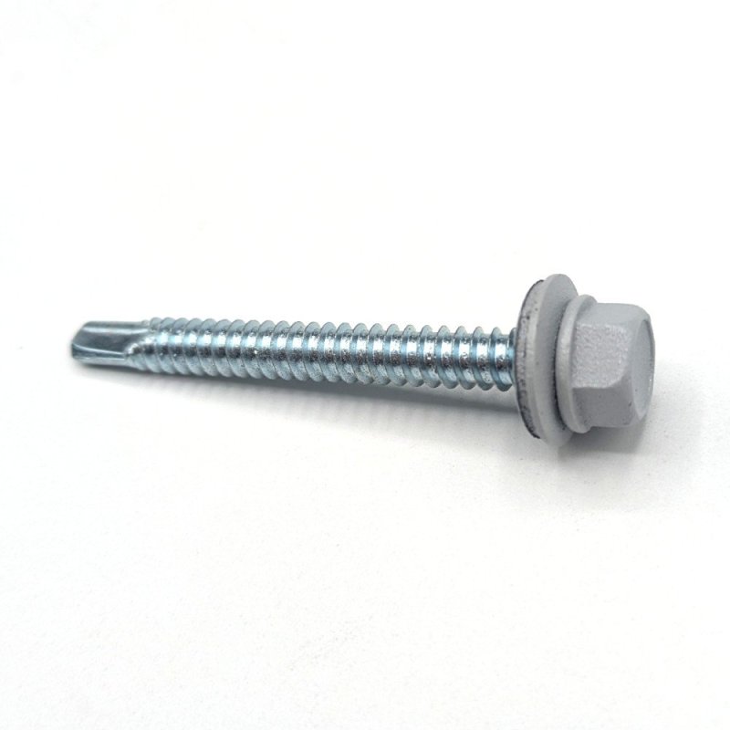 Vis autoperceuses 6,3x60 mm P16 RAL 9006 aluminium gris tête hexagonale support métal par 50