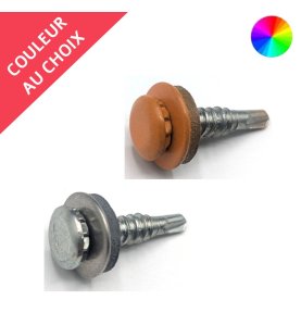 Vis autoperceuses 6,3x28 mm pour bardage couverture sans empreinte SL2 Inox A4 bi-métal + douille couleur au choix par 200