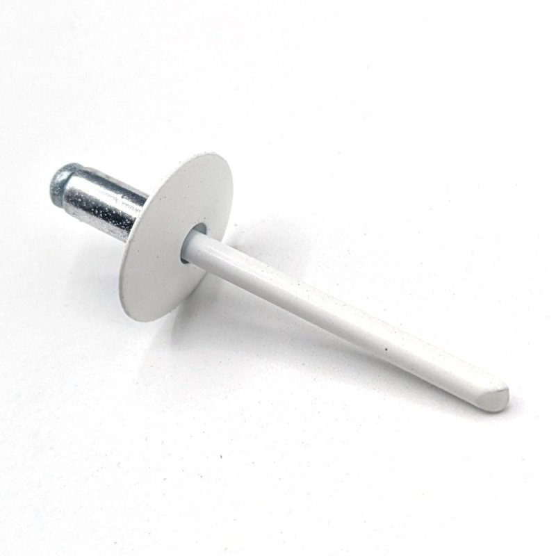 Rivets 4,8x10 mm RAL 9016 blanc signalisation tête large Alu/Acier DIN 7337C par 100