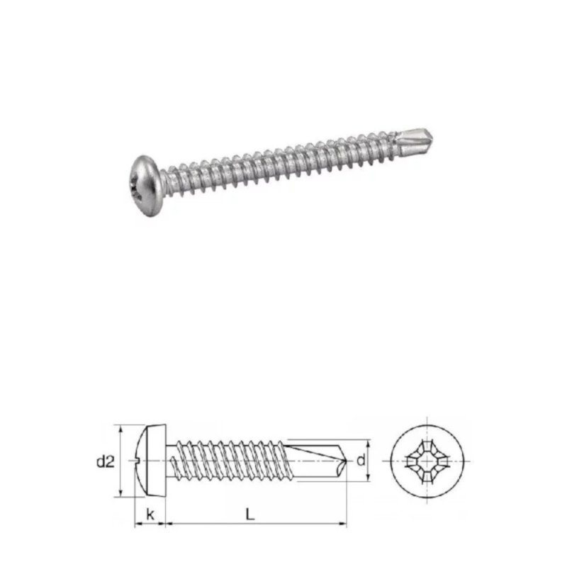 Vis autoperceuses 4,2x13 mm tête cylindrique Ph Zn  DIN 7504 M par 500