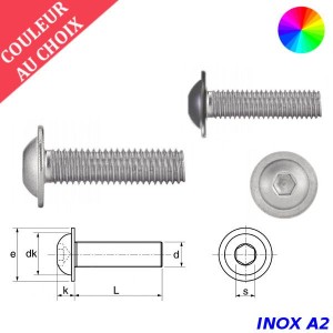 Vis tête bombée à embase 6 pans creux Inox A2 